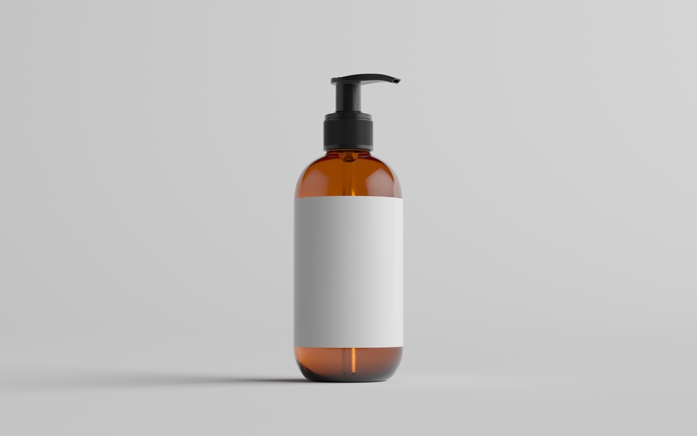 Amber,Glass,Pump,Bottle,Mock-up,-,Liquid,Soap,,Shampoo,Dispenser